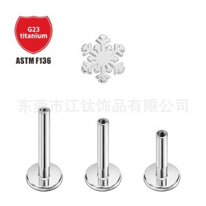 F136 Titanium Snowflake Ear Stud Christmas Ear Worm Stud G23 Titanium Alloy Body Piercing Ear Bone Stud