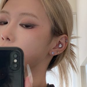 8mm White CZ Flat Back Earring 316L Surgical Steel Stud Ear Piercing Jewelry for Women
