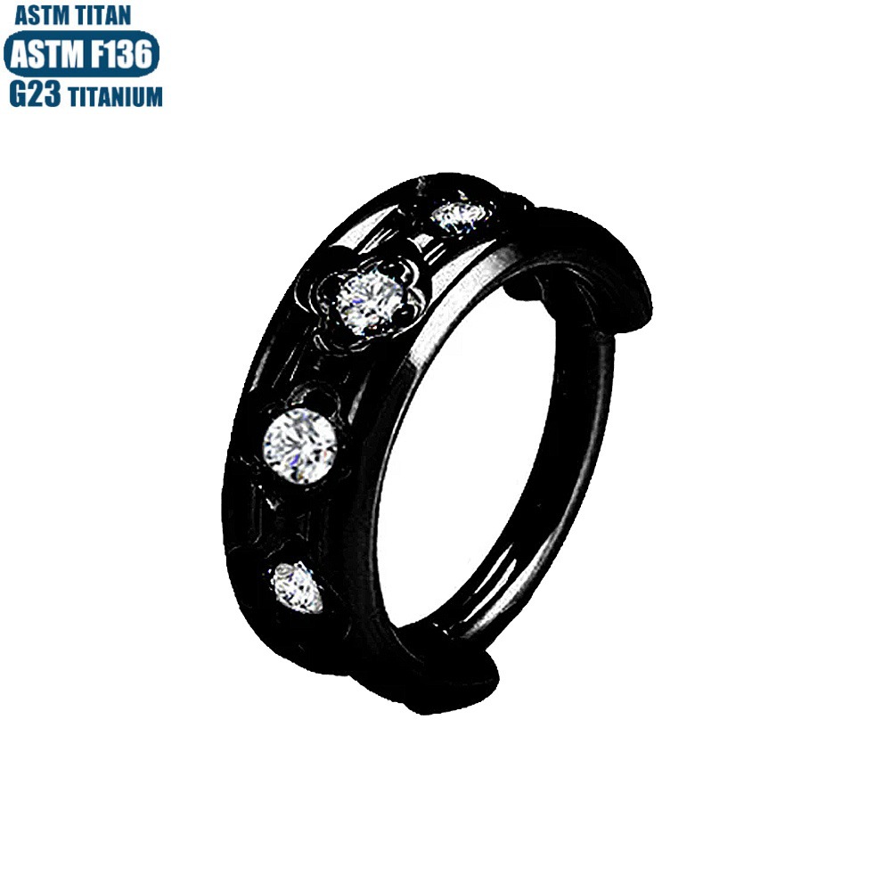 F136 Titanium Alloy Plum Blossom Zircon Earrings Piercing Nose Ring Seamless Closed Ring Nose Piercing Ornament Ring - Image 3