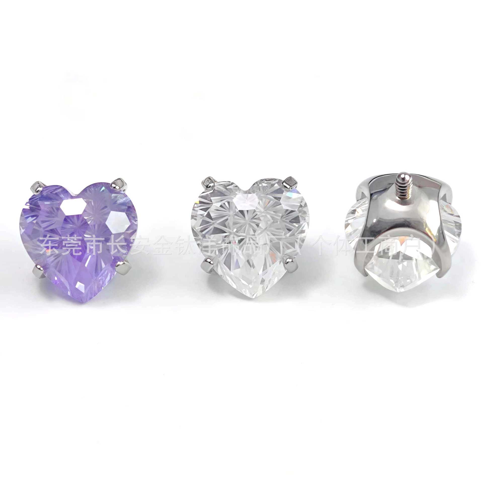 F136 Titanium Round Bottom Heart Fireworks Bright Zircon Ear Bone Nail Lip Nail G23 Titanium Alloy Body Piercing Jewelry - Image 2