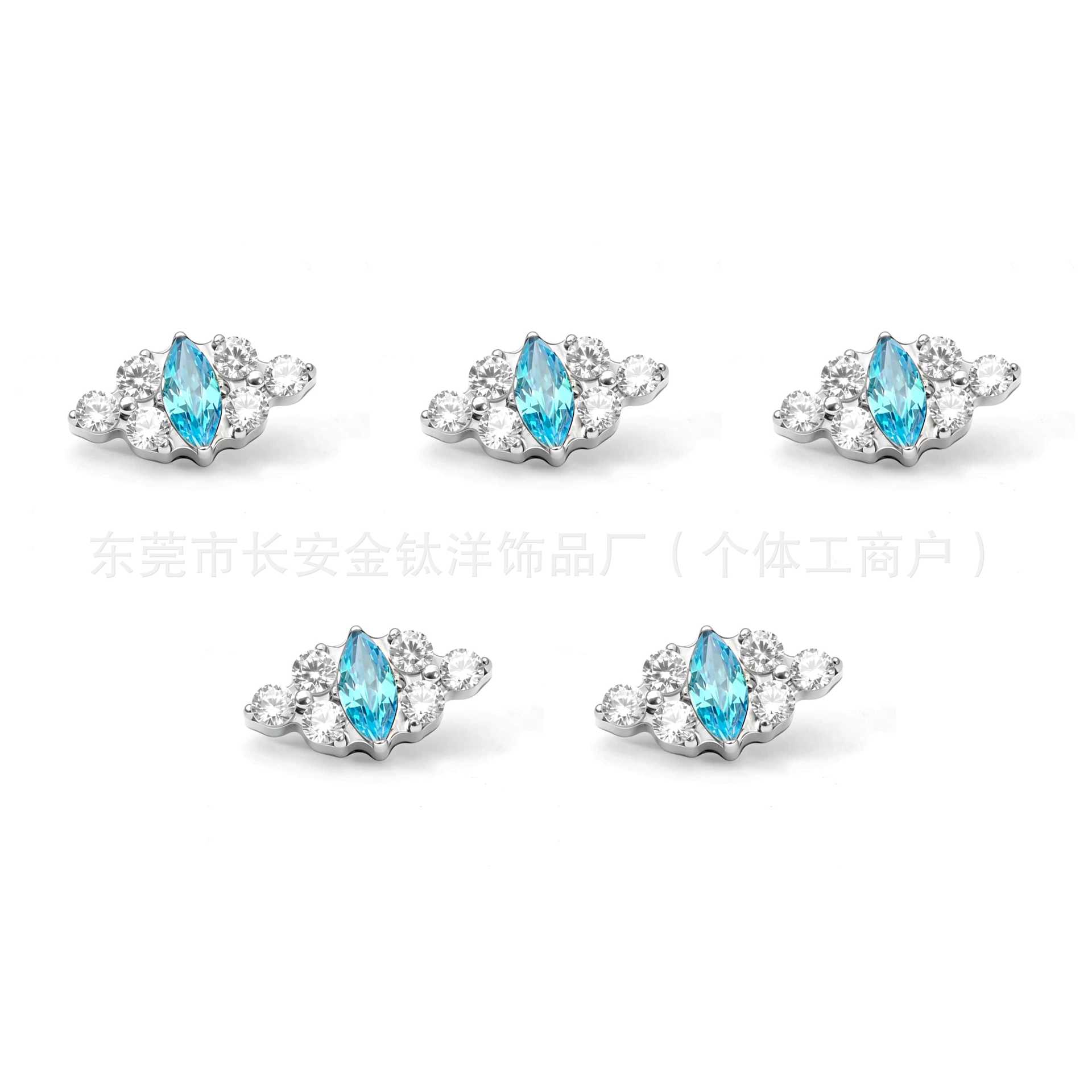 F136 Titanium Full Diamond Cloud-Shaped Zircon Lip Stud, Ear Stud, Cartilage Stud, G23 Titanium Alloy Body Piercing Jewelry - Image 5