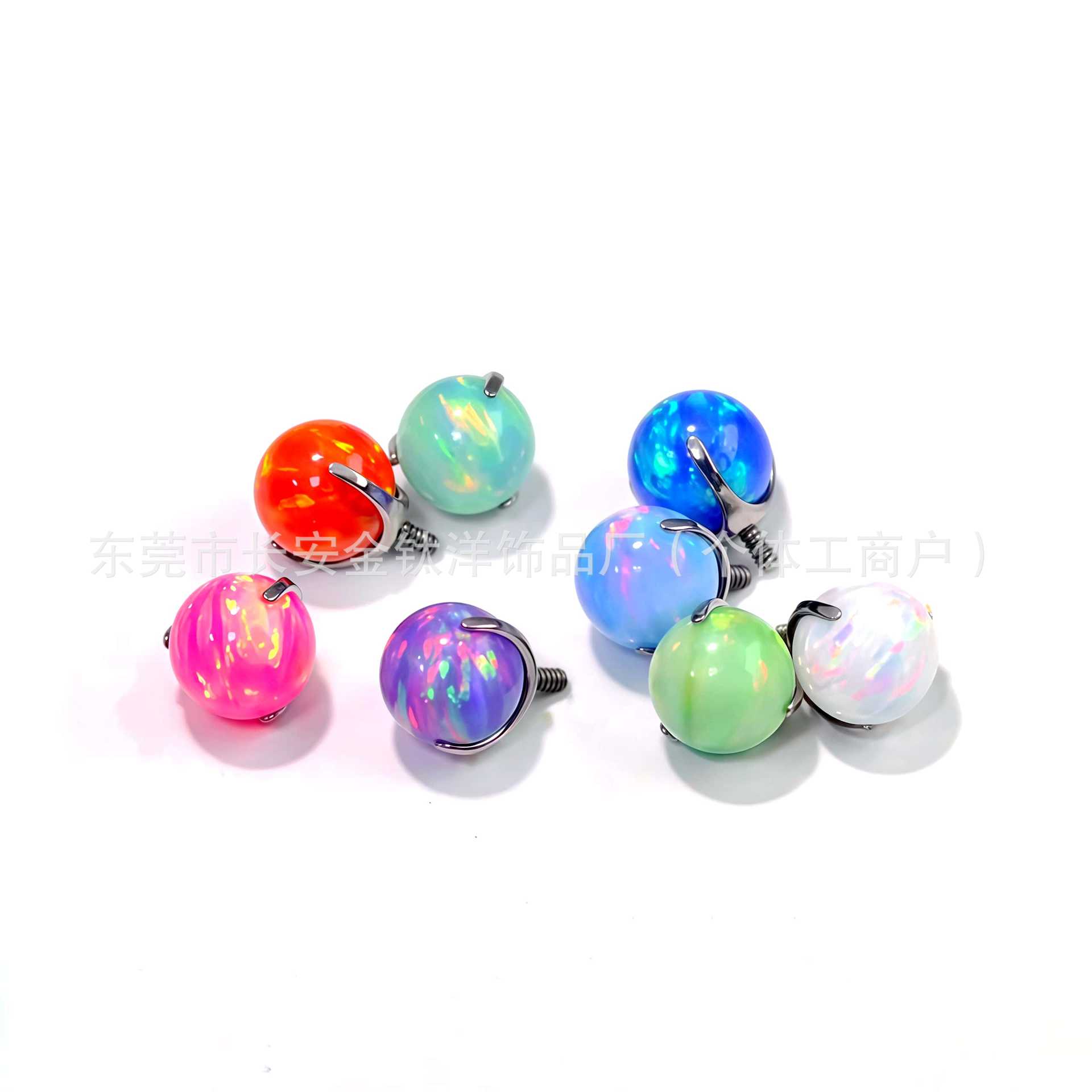 F136 Titanium Lip Nail Opal Three-Claw Ball Opal Tongue Nail Ear Bone Nail G23 Titanium Alloy Body Piercing Jewelry - Image 5