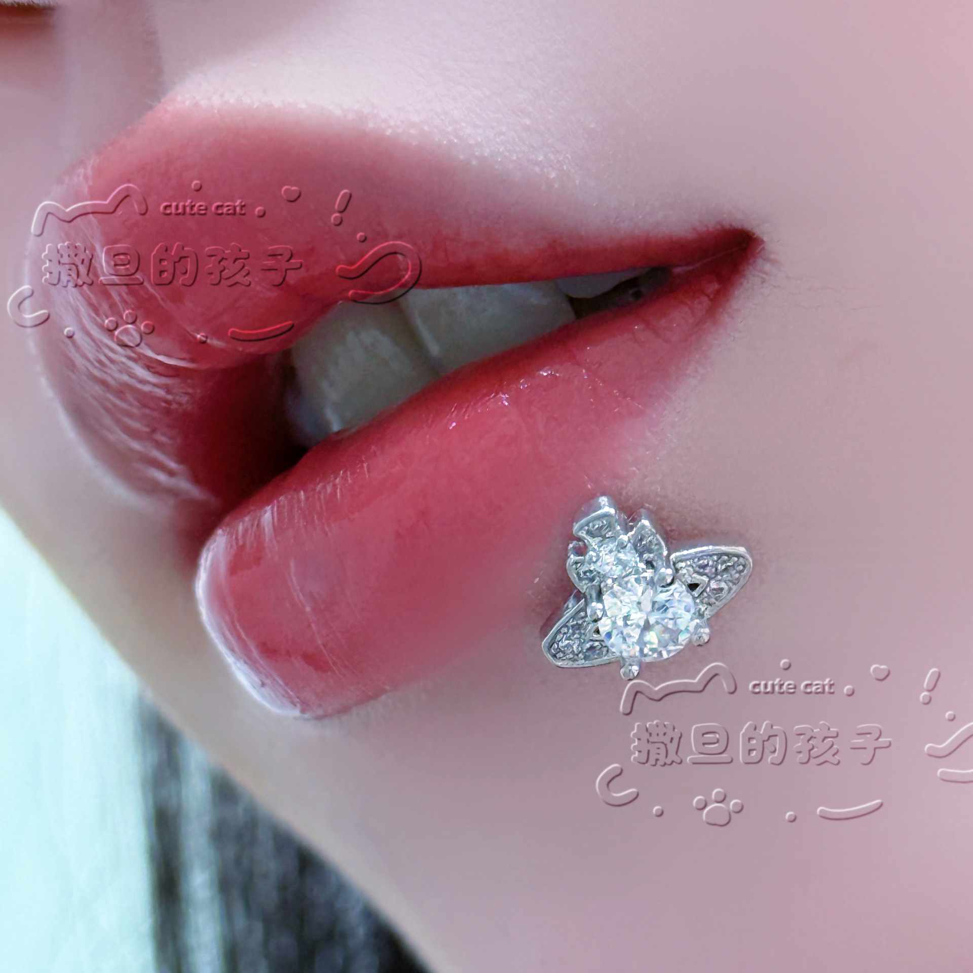 Satan's Child Fragrant Lady Lip Ring 316L Surgical Steel Internally Threaded Blue Lip Piercing Jewelry - Image 2