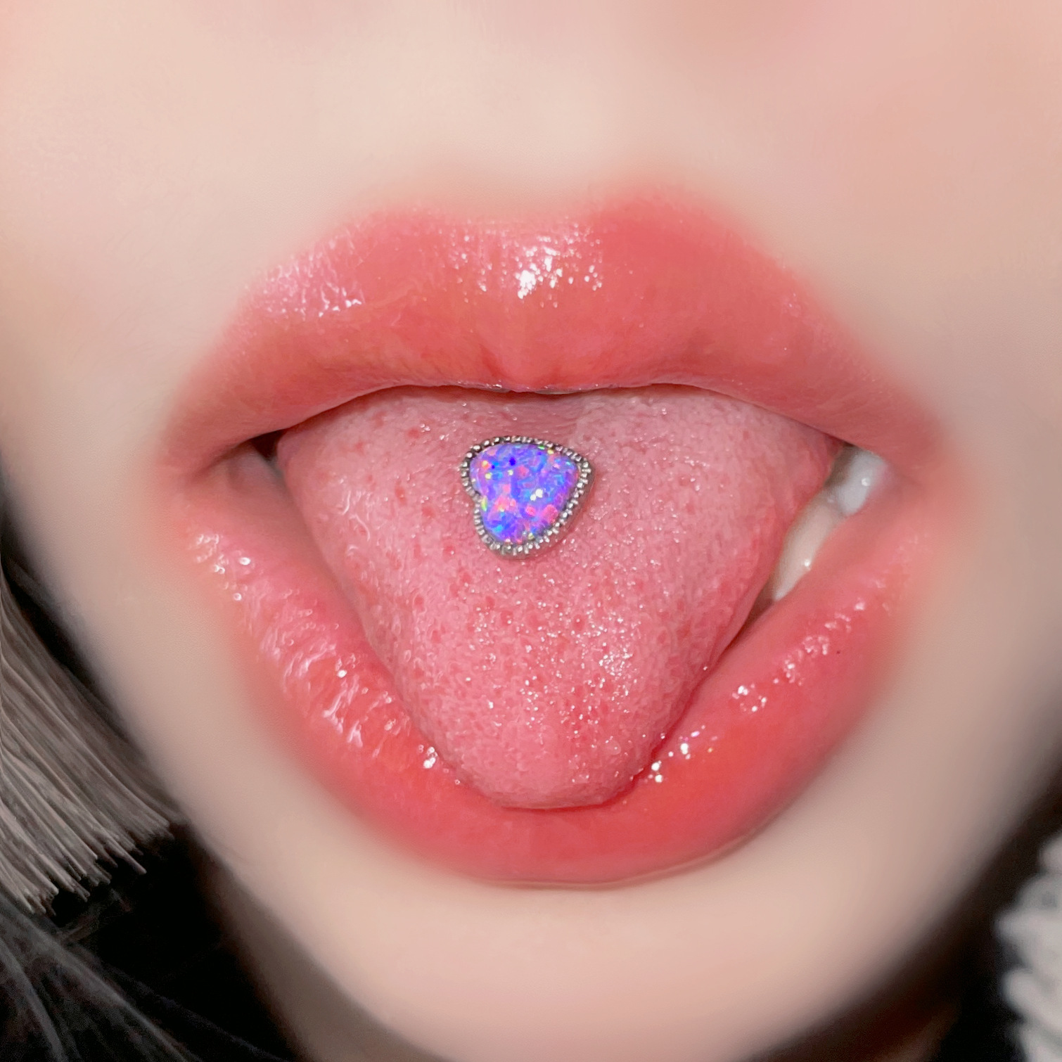 Aobao Opal Tongue Nail Barbell 316L Surgical Steel 12mm Bar Length 1.6mm Thick External Thread Tongue Ring for Piercing - Image 4