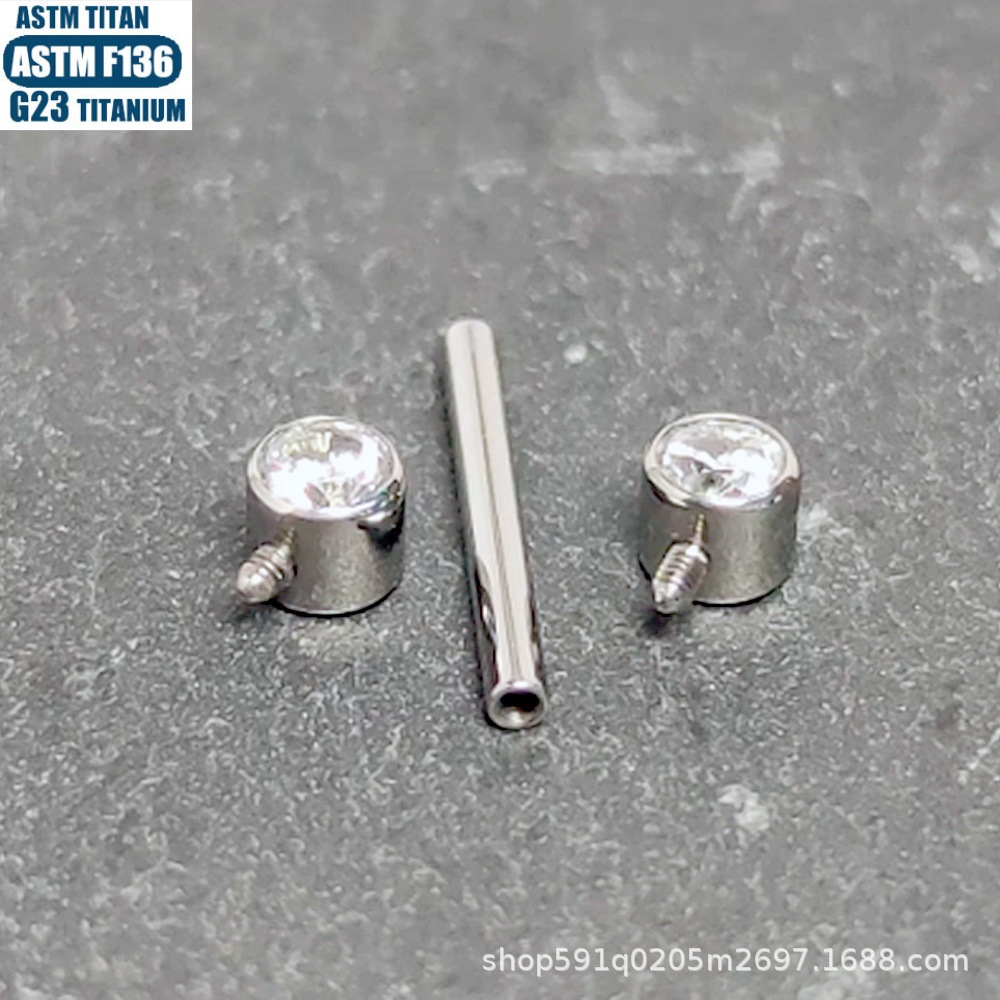 F136 Titanium Alloy Zircon Mammary Ring Internally Threaded Spiral Body Piercing Nipple Tragus Ear Bone Nail - Image 4