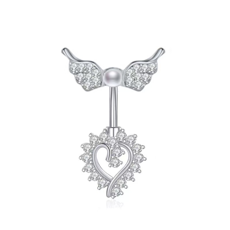 Butterfly Wings Pearl Zircon Stainless Steel Belly Button Ring Copper Body Piercing Jewelry - Image 5
