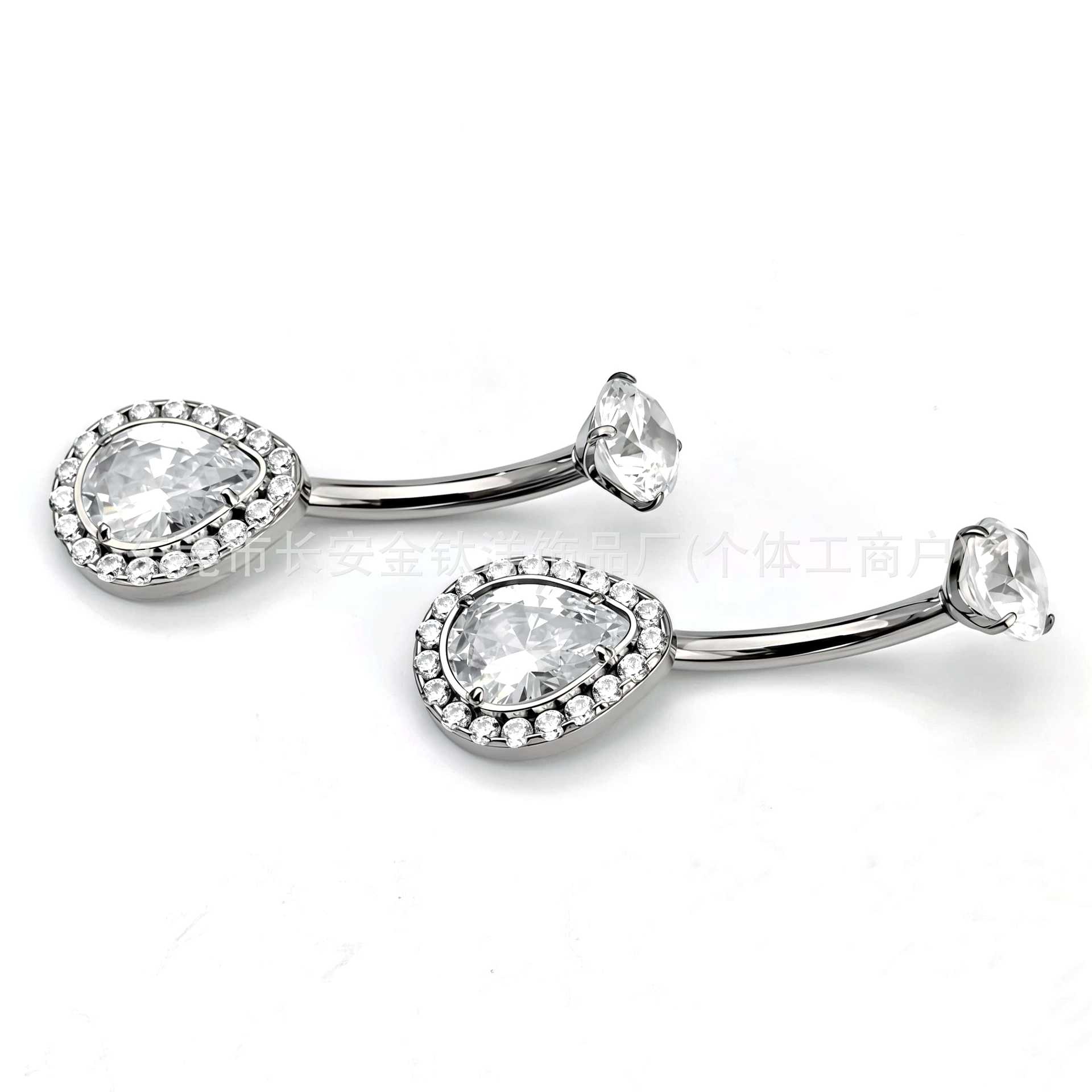 F136 Titanium Internal Thread Water Drop Full Diamond Zircon Navel Piercing Ring G23 Titanium Alloy Body Jewelry - Image 4
