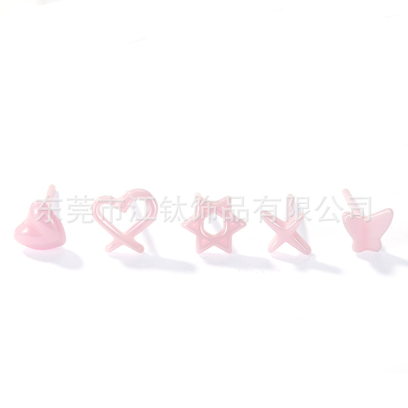G23 Titanium Ear Cartilage Stud with Bioceramic Love Star Design - ASTM F136 Pink Heart Earring - Image 5