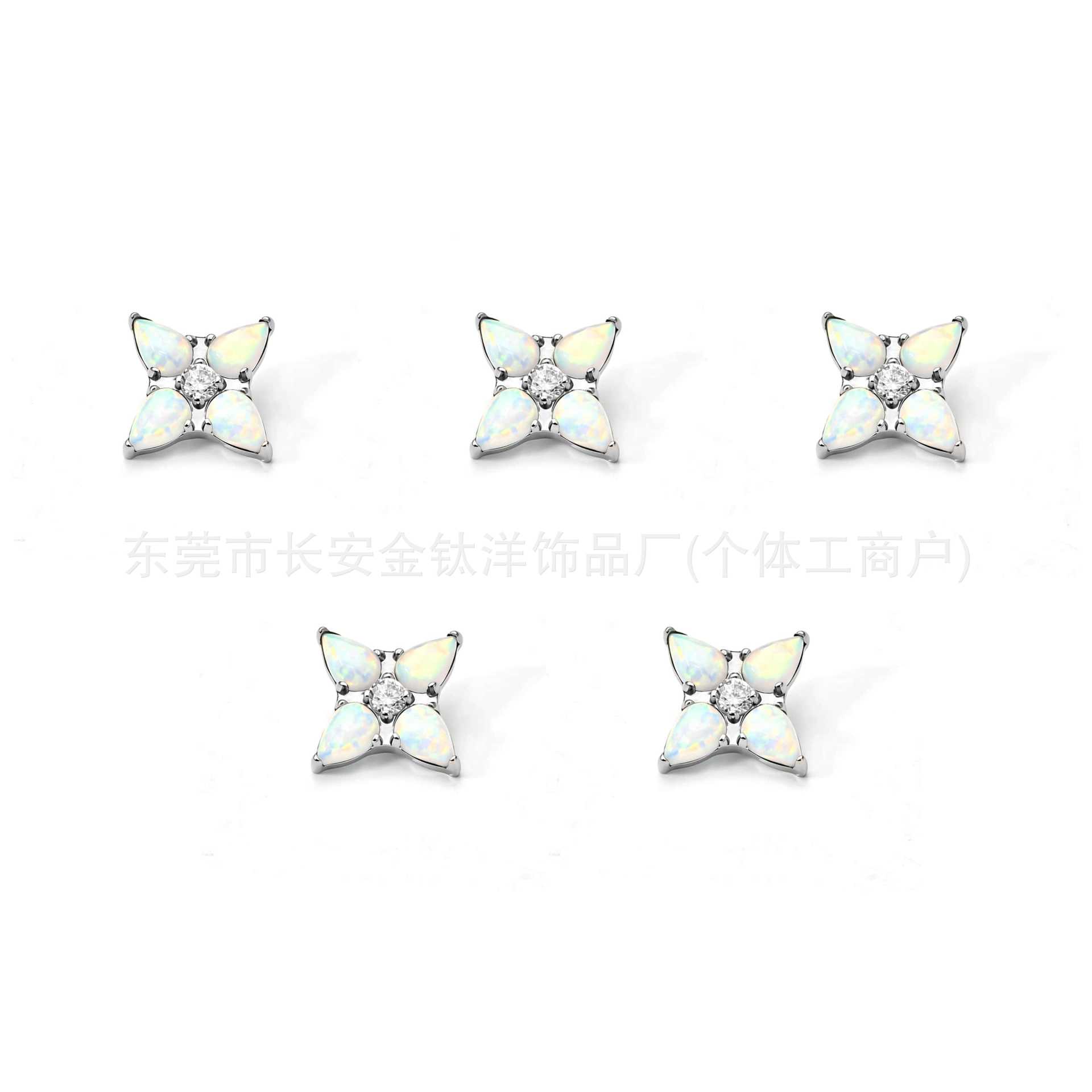 F136 Titanium Water Drop Opal Eight-Pointed Star Zircon Lip Stud Ear Bone Stud Ear Stud G23 Titanium Alloy Body Piercing Jewelry - Image 5