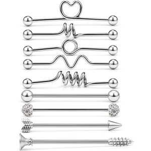 Amazon Piercing Jewelry Set Long Rod Stud Earrings Body Piercing Stainless Steel Industrial Barbell