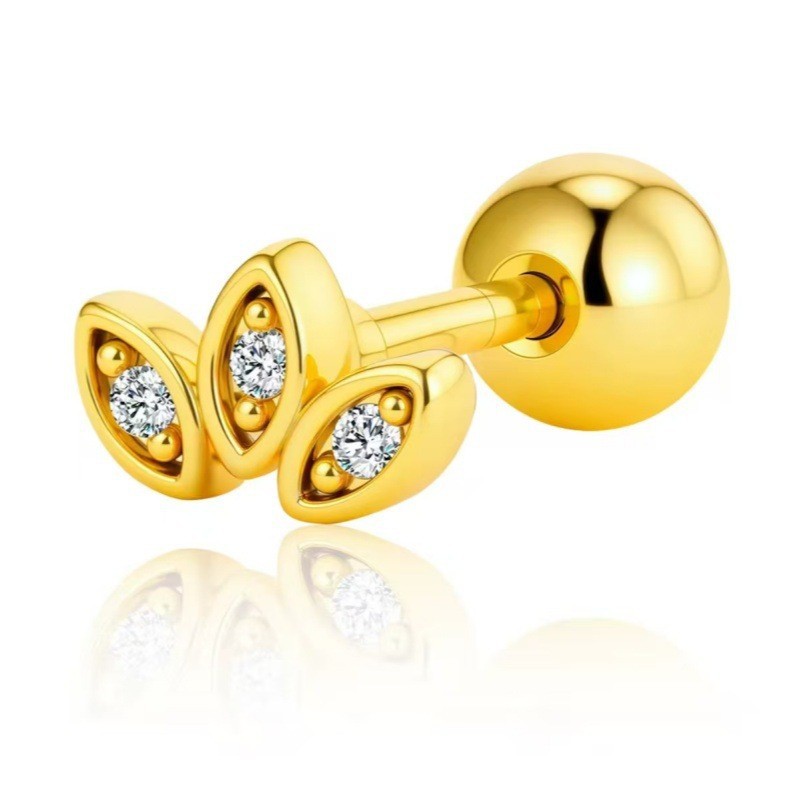 Butterfly Bowknot 18K Gold Plated Zircon Titanium Steel Ear Cartilage Stud Earrings for Women - Image 2