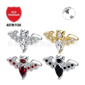 G23 Titanium Ear Bone Nail Bat Zircon Cross-border Hot Sale Titanium Alloy Body Piercing Jewelry Ear Stud
