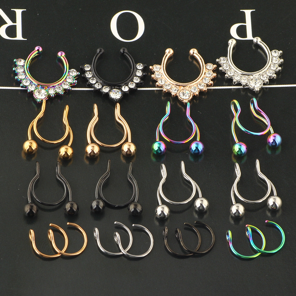 Stainless Steel Nose Ring Clip Set - Fake Piercing Nose Hoop 18Pcs Combo Wholesale - Image 4