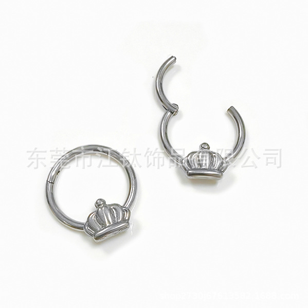 F136 Titanium Seamless Ring Nose Hoop Crown Earrings G23 Titanium Alloy Body Jewelry - Image 5