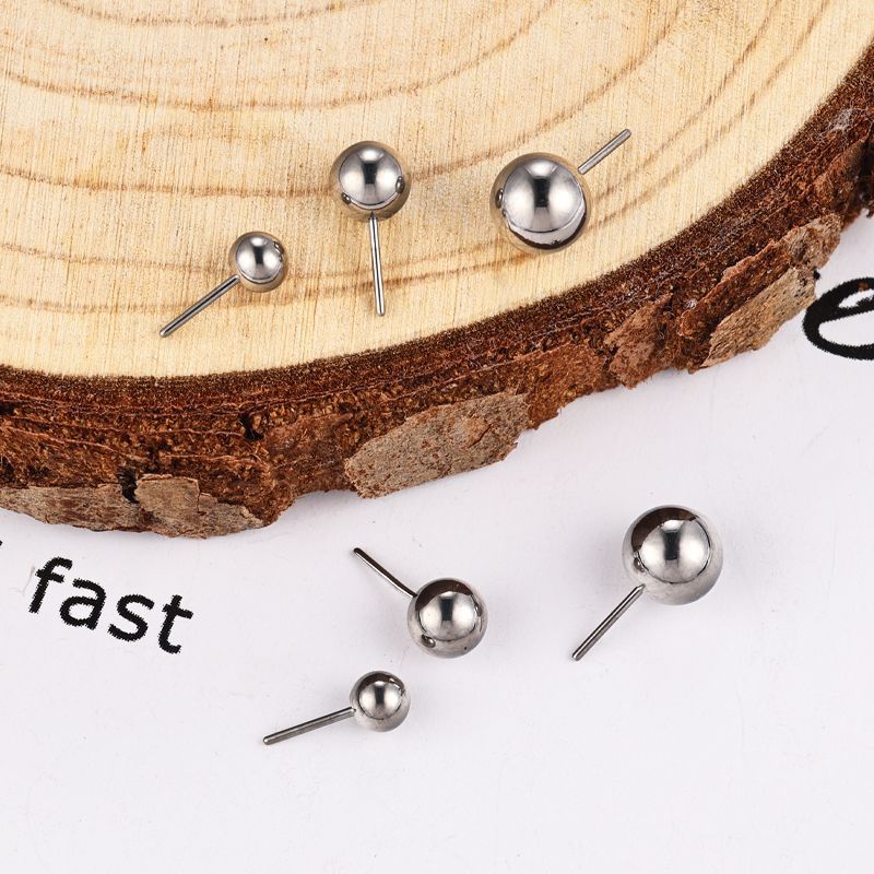 F136 Titanium Plug-In Round Ball Earring Lip Nail Nose Nail Ear Bone Nail Pin DIY Titanium Alloy Piercing Accessories - Image 3