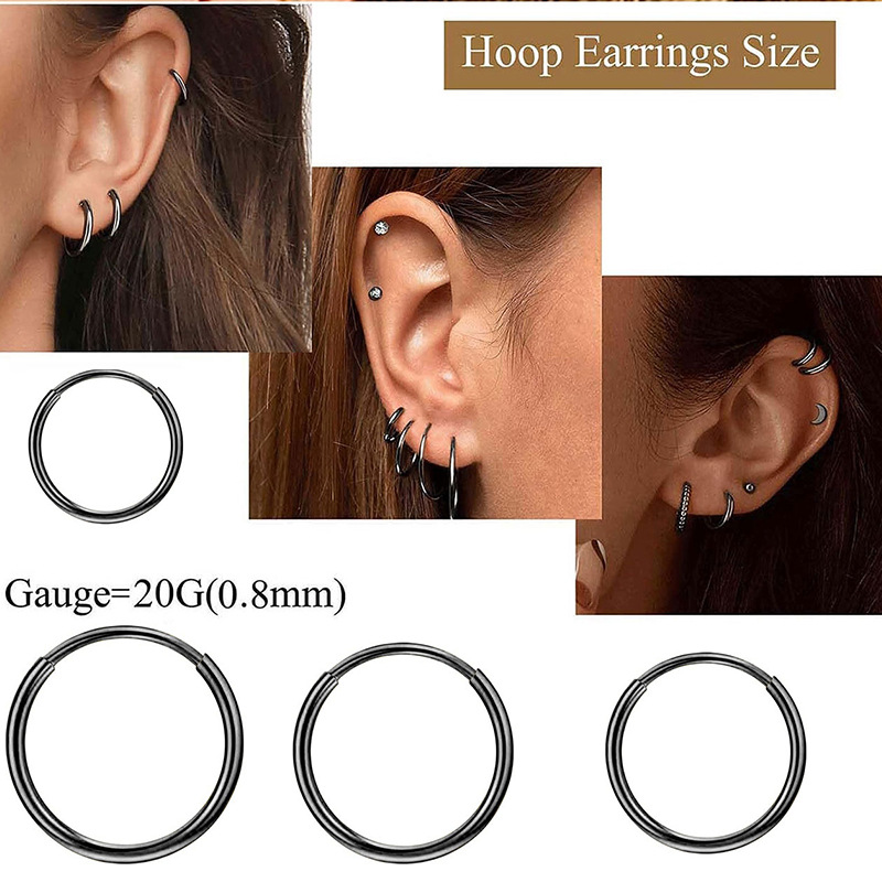 Stainless Steel Gold Coil Earrings – Star Shape Hoop Earrings for Men Women – 1.2mm 1.6mm 2.5mm - Image 3