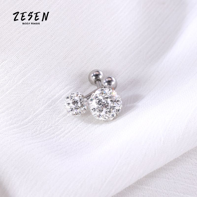 European American CZ Multi-Ball Stud Earrings Titanium Steel Lip Stud Replacement Nail Cute Ear Bone Stud Wholesale - Image 2
