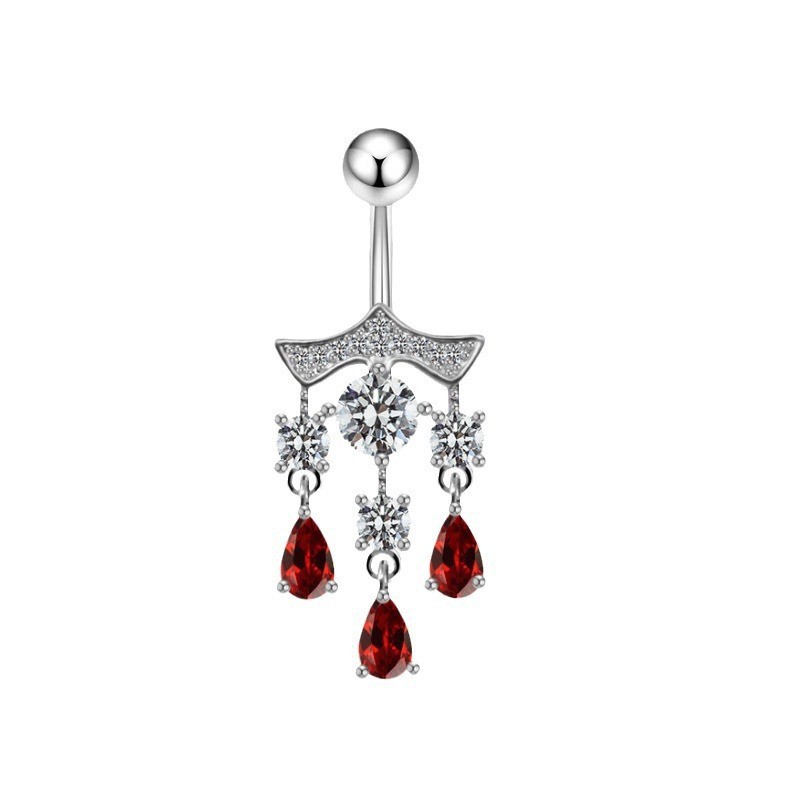 New Bear Belly Button Ring with Dangle Moon Planet Tassel Body Piercing Jewelry - Image 3