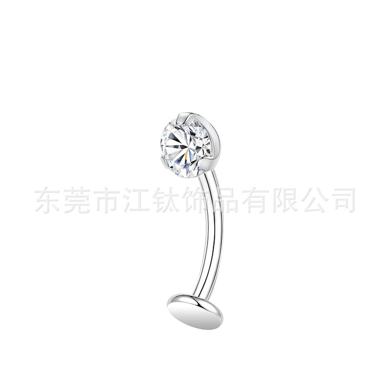 G23 Titanium Belly Button Ring with Green CZ Curved Barbell Body Piercing Jewelry Earrings - Image 5