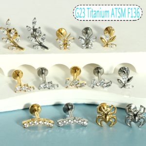 G23 Titanium Piercing Lip Stud Zircon 1.2mm 10mm Cochlear Ear Bone Nail Single Sale