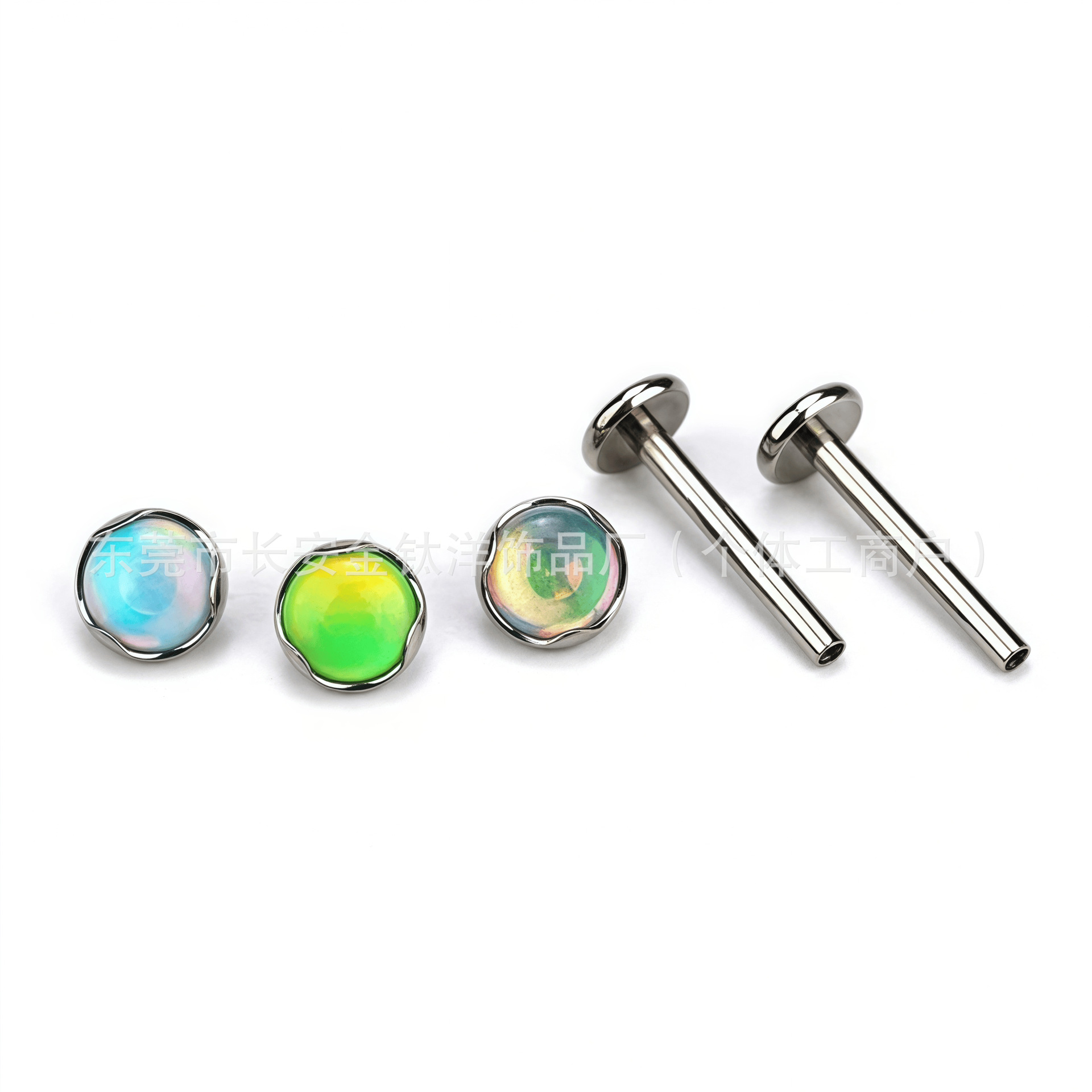 F136 Titanium Wave Edge Flat Nebula Opal Ear Nail Ear Bone Nail Tongue Nail G23 Titanium Alloy Piercing Jewelry - Image 2