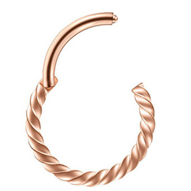 Twist Flower Stainless Steel Seamless Hoop Nose Ring Open Interface Lip Ring Body Piercing - Image 2