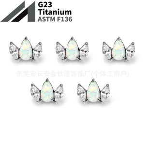 F136 Titanium Water Drop Australian Zircon Lip Piercing Ear Bone Stud G23 Alloy Body Jewelry