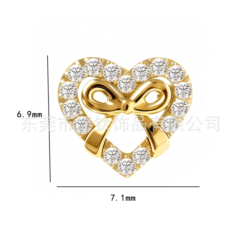 G23 Titanium Alloy Heart Shape CZ Ear Cartilage Stud Earring with Zircon Decoration - 1.2x10mm - Image 2