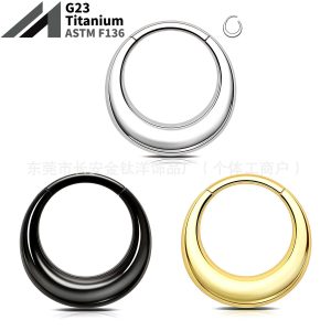 F136 Titanium Smooth Ear Buckle Closed Ring Nose Ring Earrings Ear Bone Ring Universal Ring G23 Titanium Alloy Piercing Jewelry