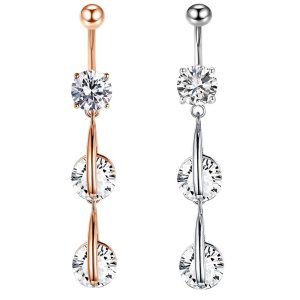Cartoon Flower Love Zircon Navel Ring 316L Surgical Steel Belly Button Piercing Jewelry