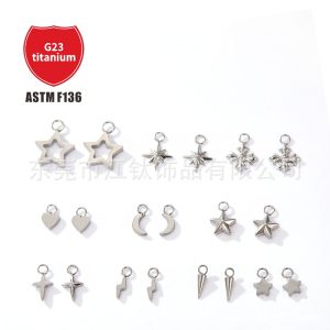 F136 Titanium Running Ring Pendant Sword Tip Cone Snake-Shaped Diamond Ring G23 Titanium Body Piercing Earrings