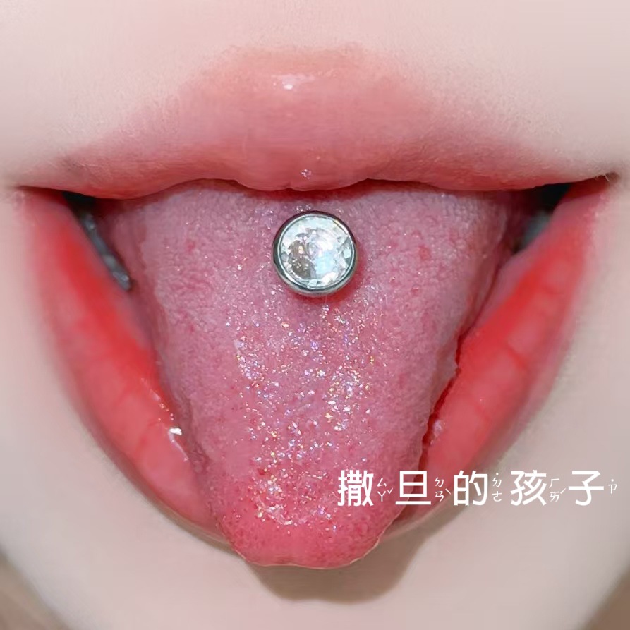 Satan's Child Vast Firmament Clear Tongue Nail Drink Glow CZ Tongue Barbell Tongue Piercing Jewelry - Image 4