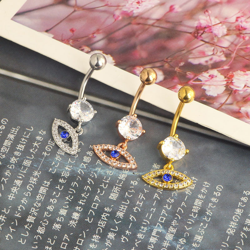 Rose Gold Moon Navel Ring Geometric Zircon Belly Button Ring Body Piercing Jewelry Wholesale - Image 2