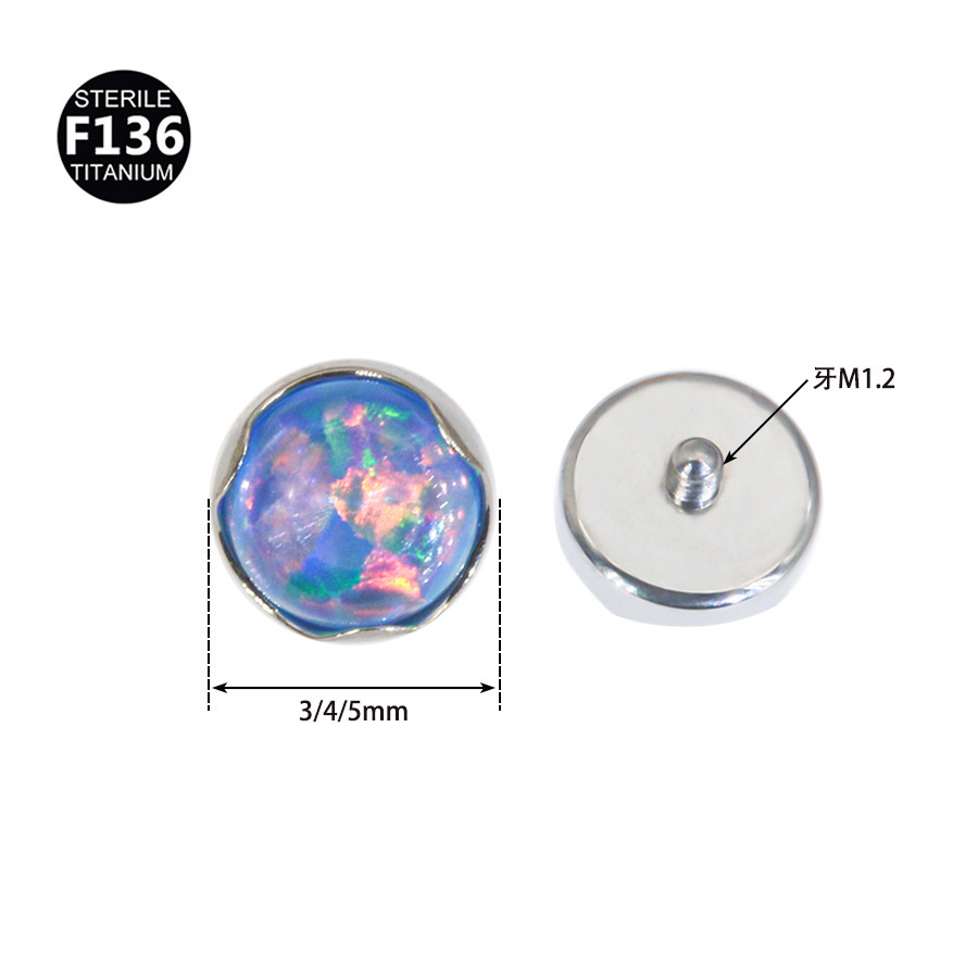G23 Titanium External Thread Lip Stud Opal Eyebrow Stud Nose Stud Ear Bone Stud Body Piercing Jewelry - Image 2