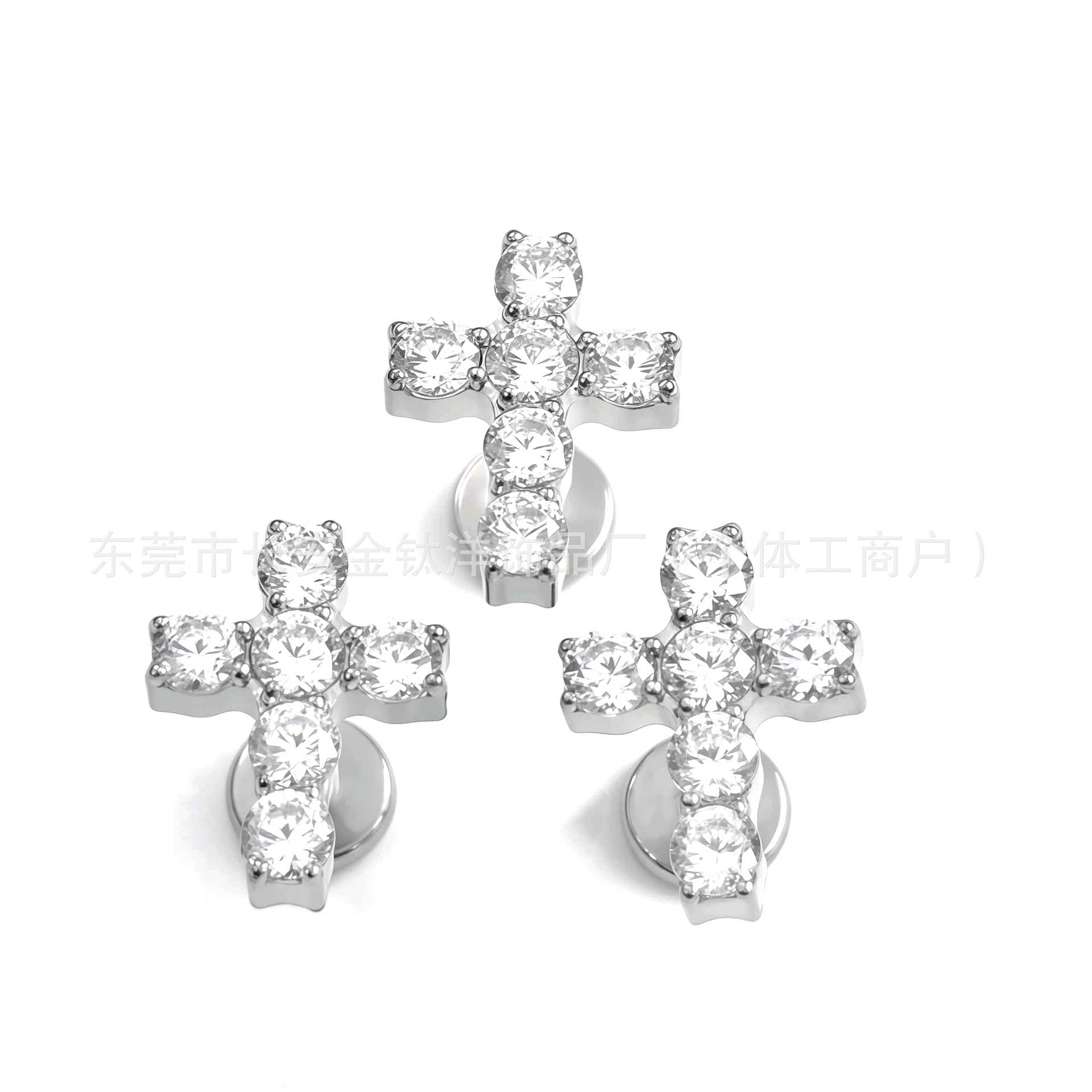 F136 Titanium Cross Inlaid 5A Zircon Ear Stud Ear Bone Nails Cochlear Nails Body Piercing Jewelry - Image 5