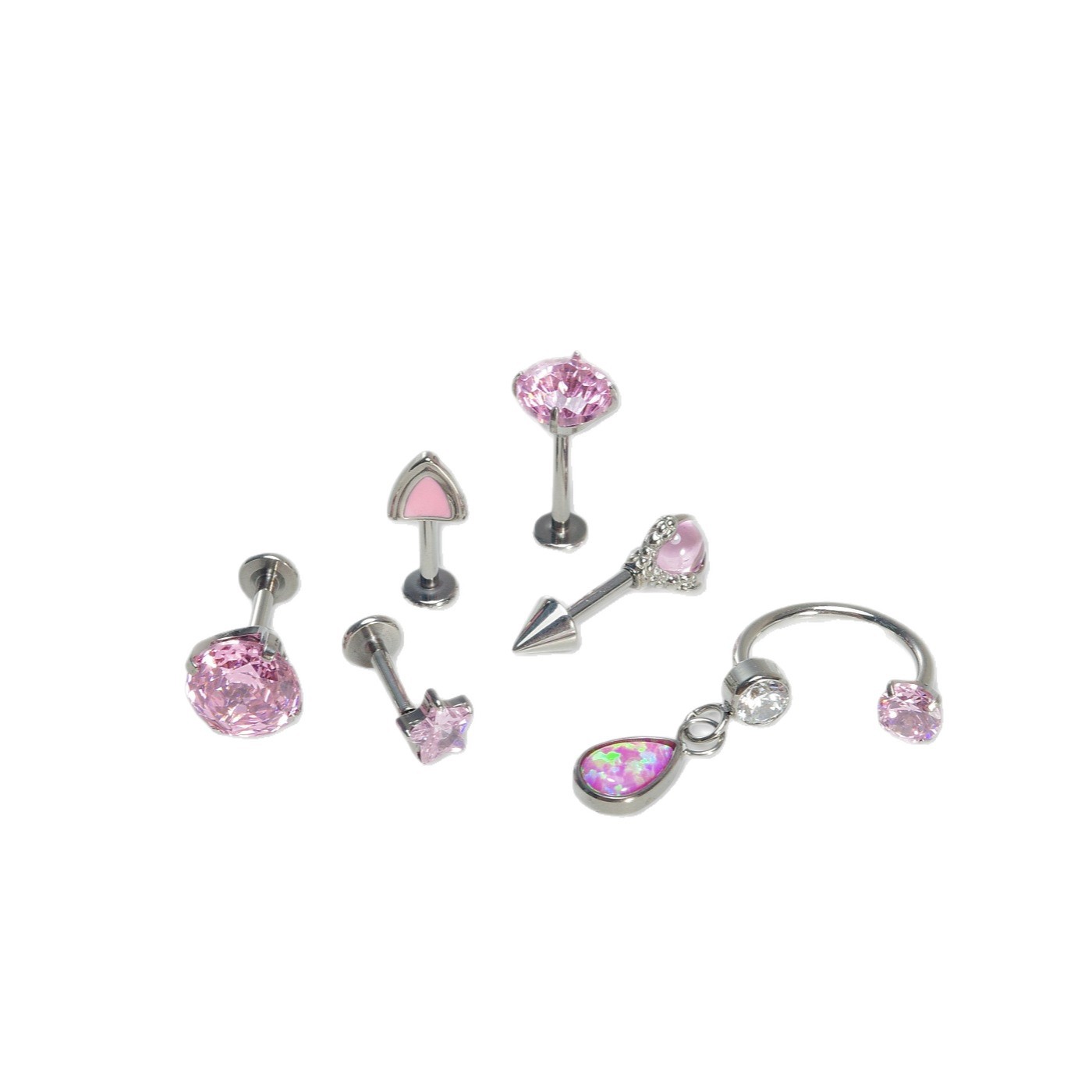Satan's Child F136 Titanium Alloy Earrings Flashing Collection Sparkling Diamond Rose Cut Firework Cut Titanium Alloy Earrings - Image 5