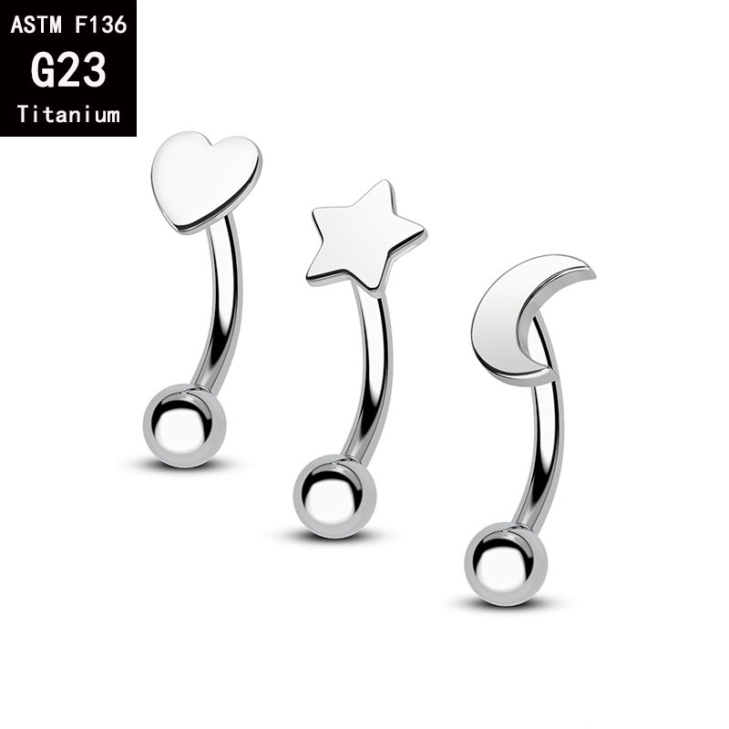 G23 Titanium Moon Stars Love Lightning Cross Fine Polishing Externally Threaded Body Piercing Accessory - Image 4