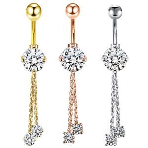 Butterfly Navel Ring 316L Surgical Steel Belly Button Ring Rose Gold Fashion Body Piercing Jewelry Wholesale