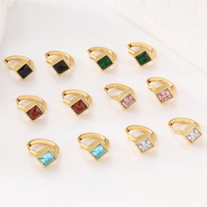 Crystal Earrings Ear Buckle 18K Gold Stainless Steel Simple Geometric Earrings for Women