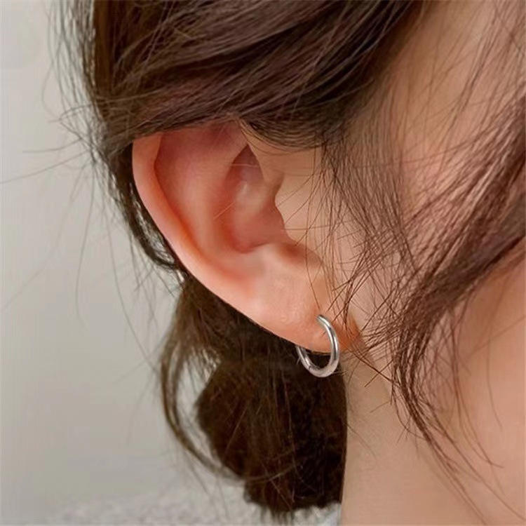 G23 Titanium Round Wire Earring Stud Fine Polished Simple Cartilage Ear Piercing Jewelry - Image 4