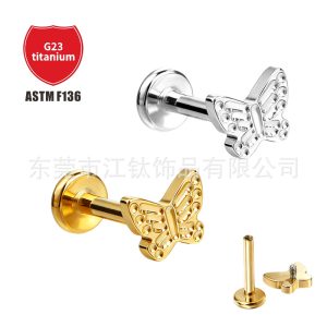 Jiangtai F136 Titanium Alloy Butterfly Insect G23 Titanium Body Piercing Ear Studs Cartilage Studs