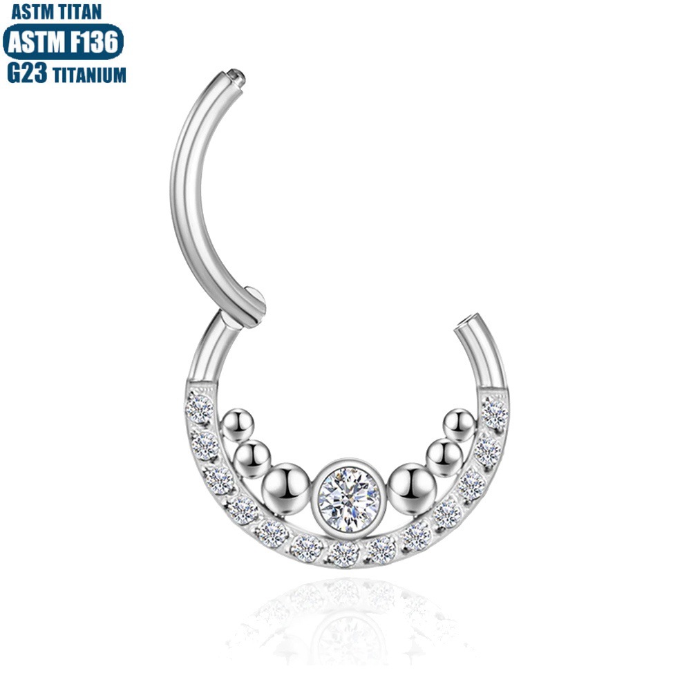 Amazon G23 Titanium Pierced Earrings Internal Bead Cluster Zircon Seamless Ring Septum Ring Nasal Ring Cartilage Ring - Image 3