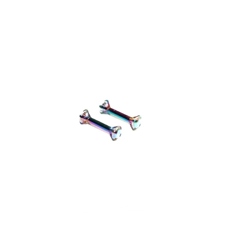 G23 Titanium Double Head Claw Set CZ Straight Barbell Eyebrow Piercing Jewelry - Image 5