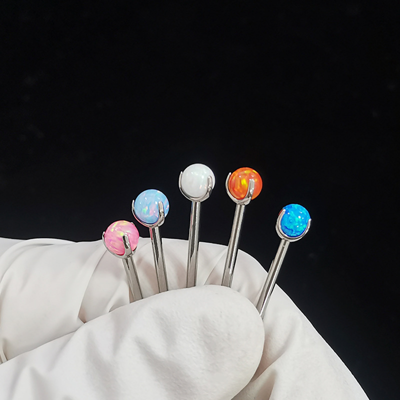 G23 Titanium Tongue Barbell Opal Ball Oral Piercing Jewelry Lip Ear Cartilage - Image 2