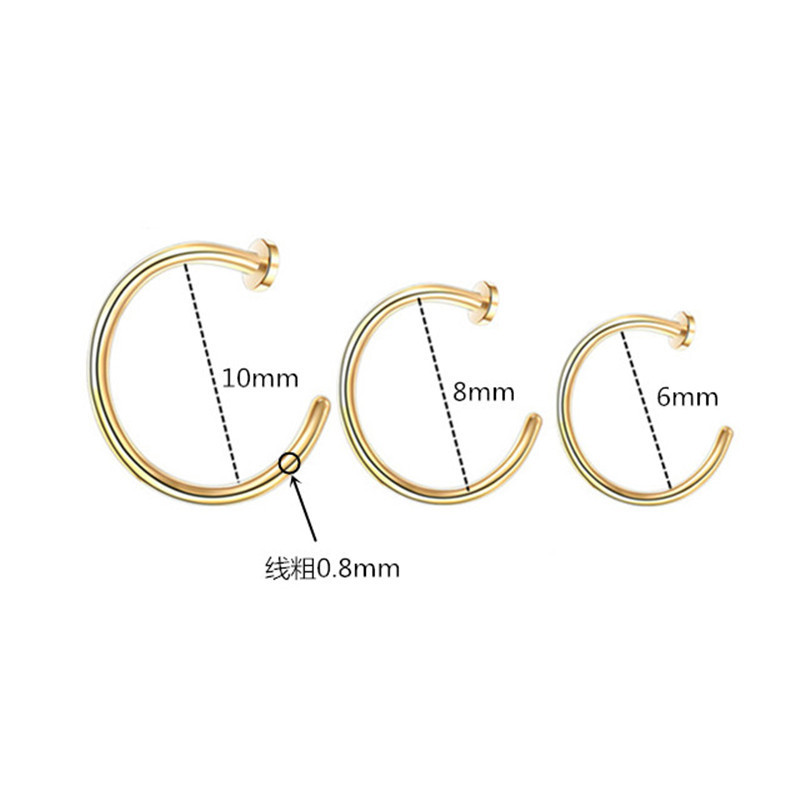 G23 Titanium Alloy Vacuum Plated Non-Pierced Hidden C-Bar Nose Ring Lip Ring Lip Nail - Image 2
