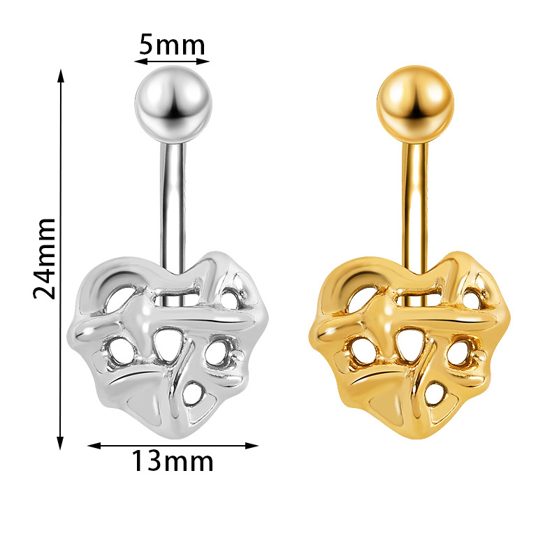 Stainless Steel Gold Belly Button Ring Dangle Navel Piercing Jewelry for Women - Image 5