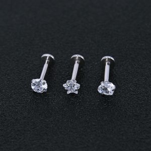 Geometric Stainless Steel Zircon Earrings Silver Twist Thin Stud Earrings for Men Women Fashion