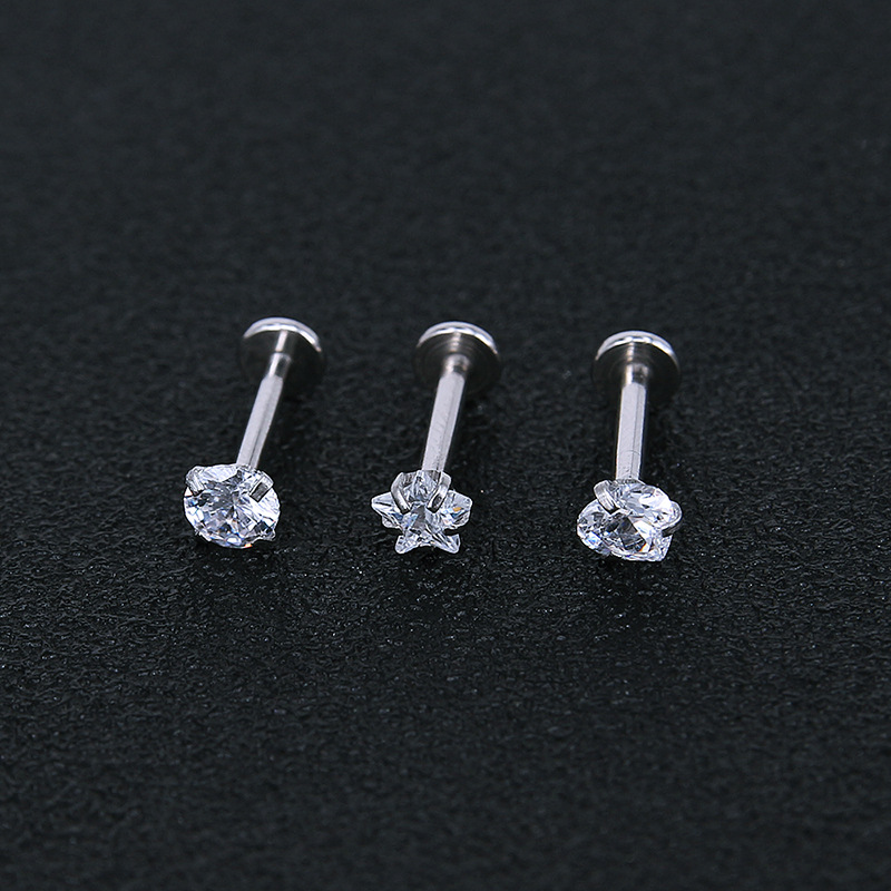 Geometric Stainless Steel Zircon Earrings Silver Twist Thin Stud Earrings for Men Women Fashion - Image 2