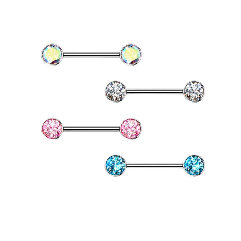 G23 Titanium Pin Type Rolling Ring Inlaid Stone Cylindrical Ear Bridge Straight Bar Earring Titanium Alloy Piercing Jewelry - Image 4