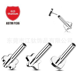 F136 Titanium Plum Star Heart Lip Labret Stud Body Piercing Jewelry Flat Rod